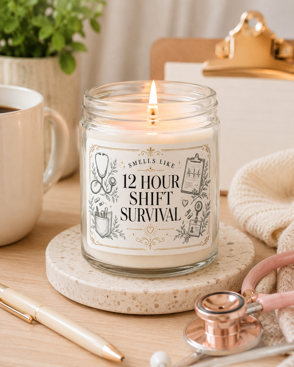 12 Hour Shift Survival Candle — Nurse Gift, 2 12 Hour Shift Survival Candle — Nurse Gift, - Image 2