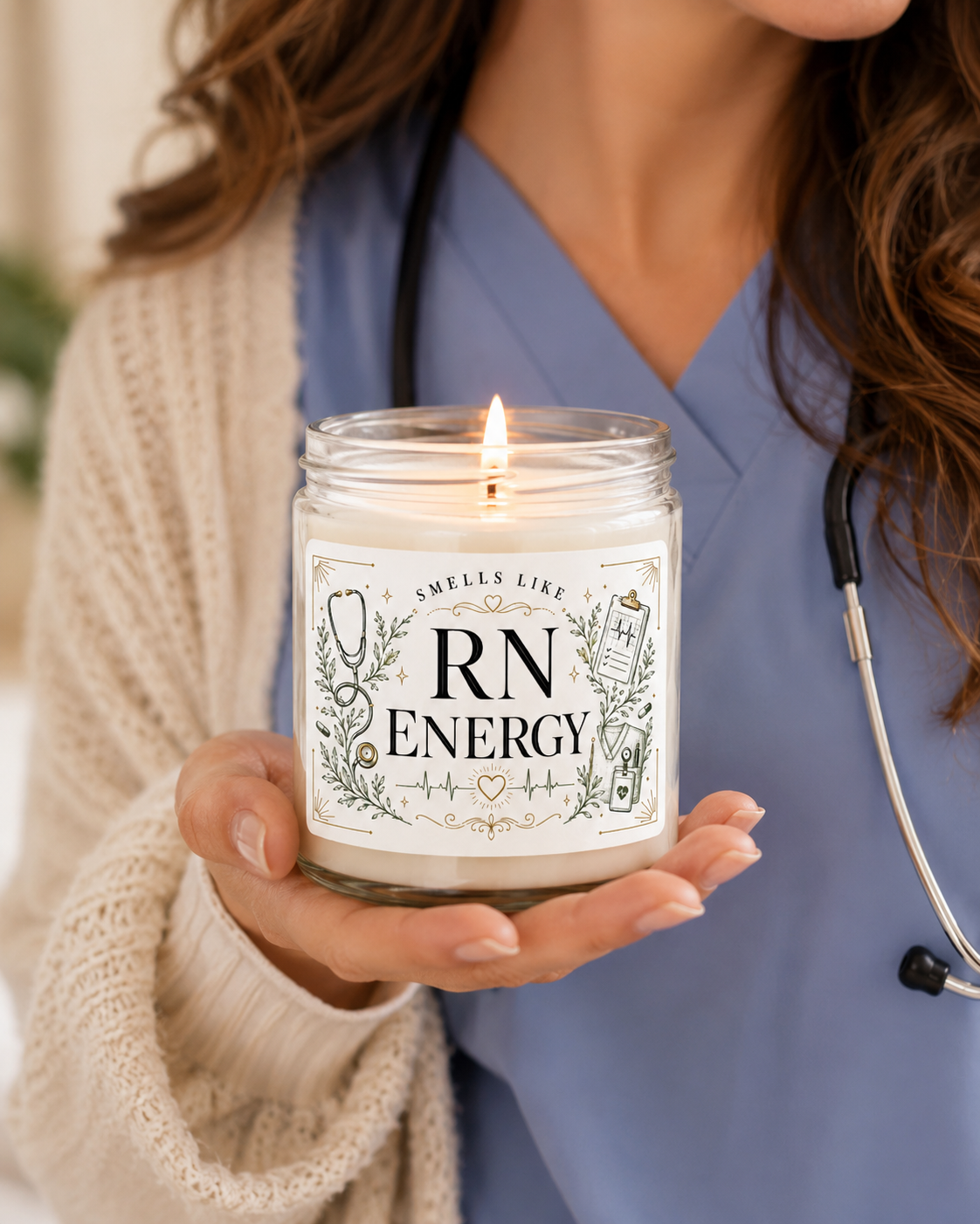 Smells Like RN Energy Nurse 9 Oz Soy Candle 1 smells like RN energy candle for nurses