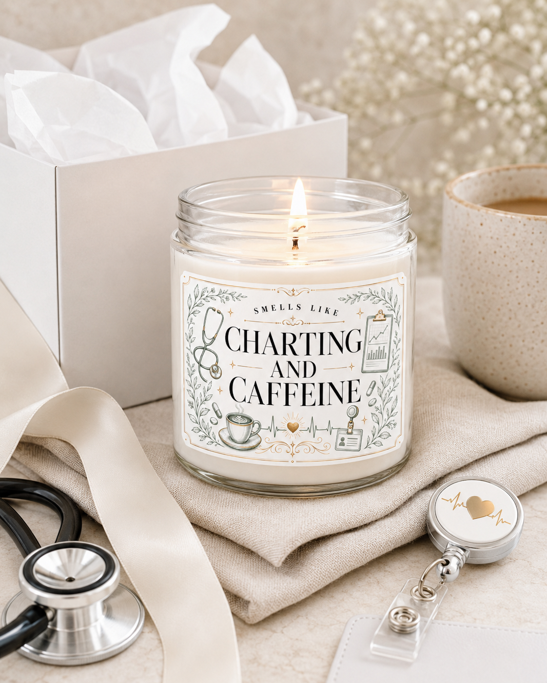 Smells Like Charting and Caffeine Nurse Gift Candle 9 oz soy 2 Smells Like Charting and Caffeine Nurse Gift Candle 9 oz soy - Image 2