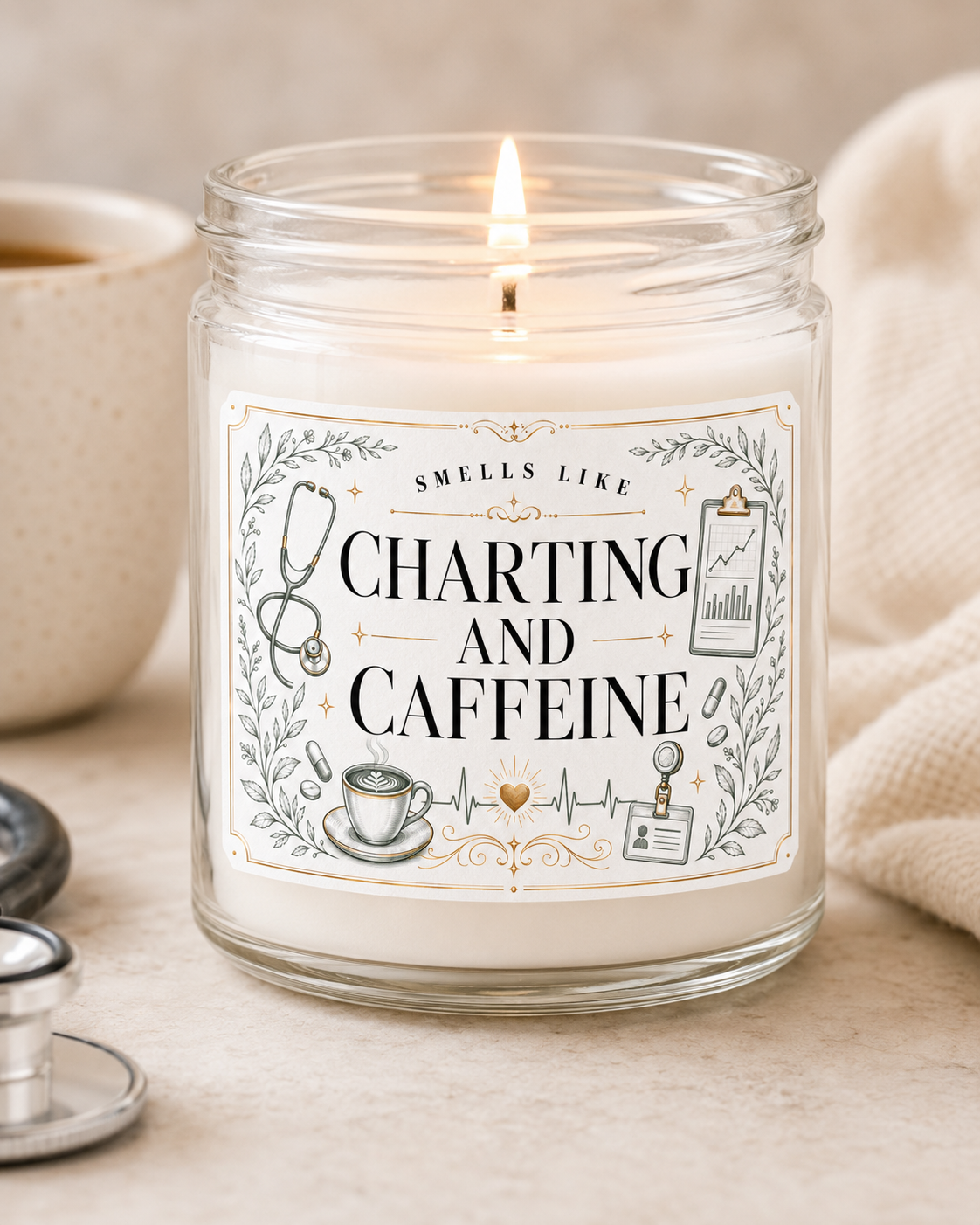 Smells Like Charting and Caffeine Nurse Gift Candle 9 oz soy 3 Smells Like Charting and Caffeine Nurse Gift Candle 9 oz soy - Image 3