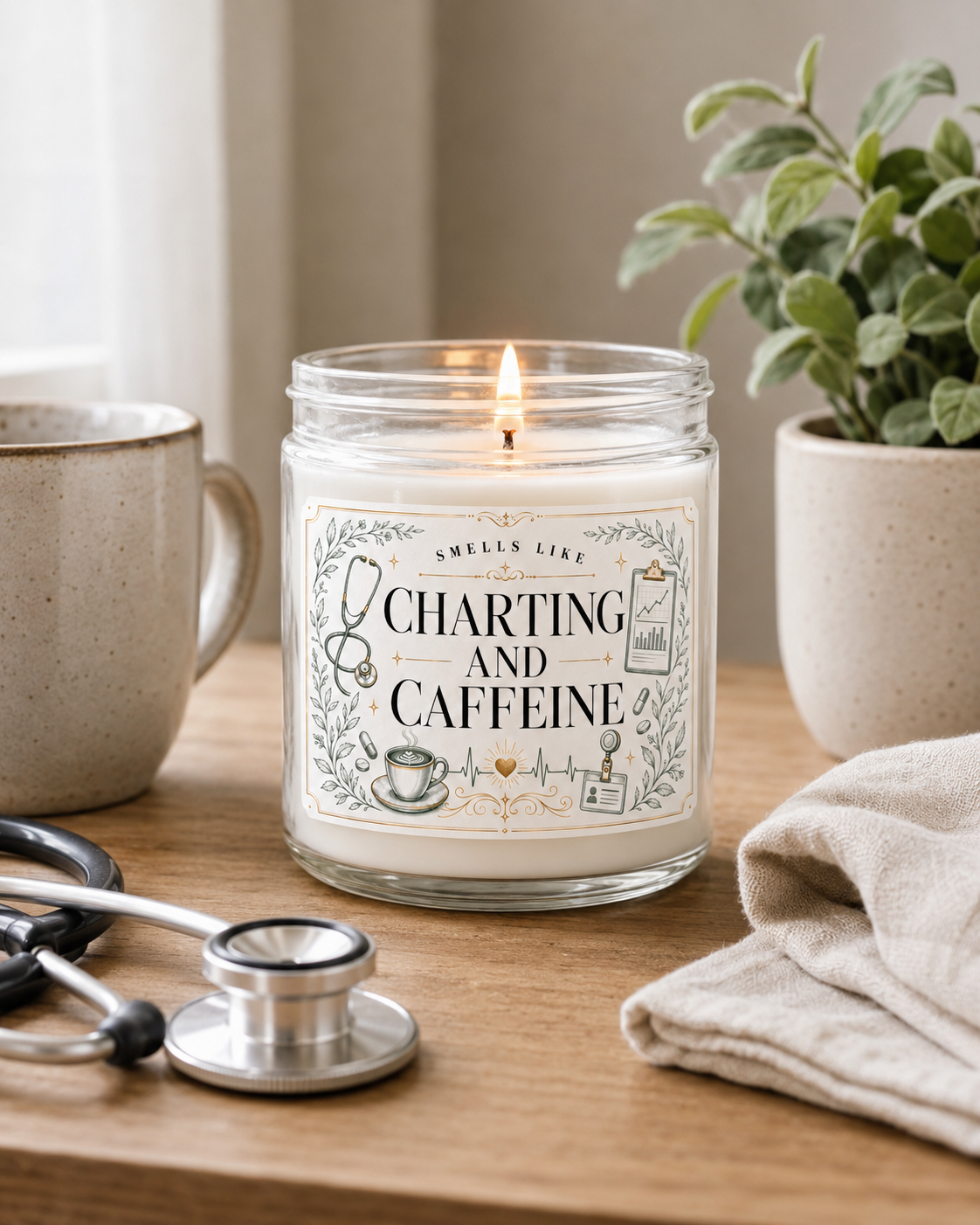 Smells Like Charting and Caffeine Nurse Gift Candle 9 oz soy 4 Smells Like Charting and Caffeine Nurse Gift Candle 9 oz soy - Image 4