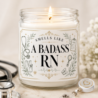 Funny Badass RN Nurse Candle